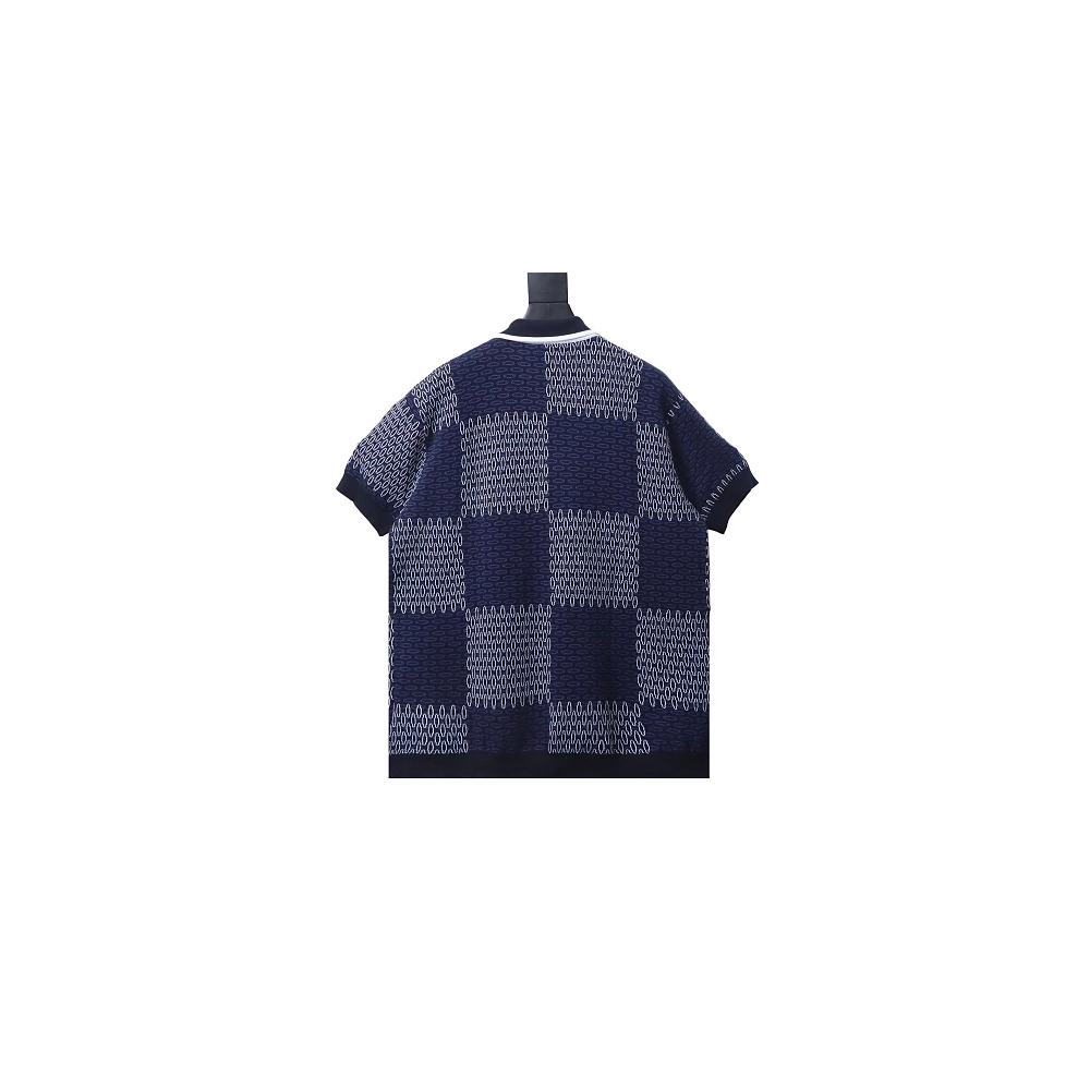 Louis Vuitton Short-Sleeve Jacquard Knit Cardigan (Checkerboard Pattern),Louis Vuitton T-Shirts,T-Shirts,CLOTHES