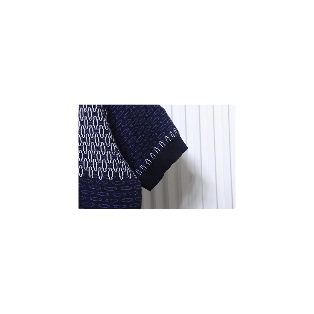 Louis Vuitton Short-Sleeve Jacquard Knit Cardigan (Checkerboard Pattern),Louis Vuitton T-Shirts,T-Shirts,CLOTHES