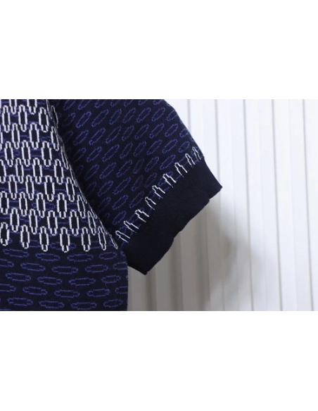 Louis Vuitton Short-Sleeve Jacquard Knit Cardigan (Checkerboard Pattern),Louis Vuitton T-Shirts,T-Shirts,CLOTHES