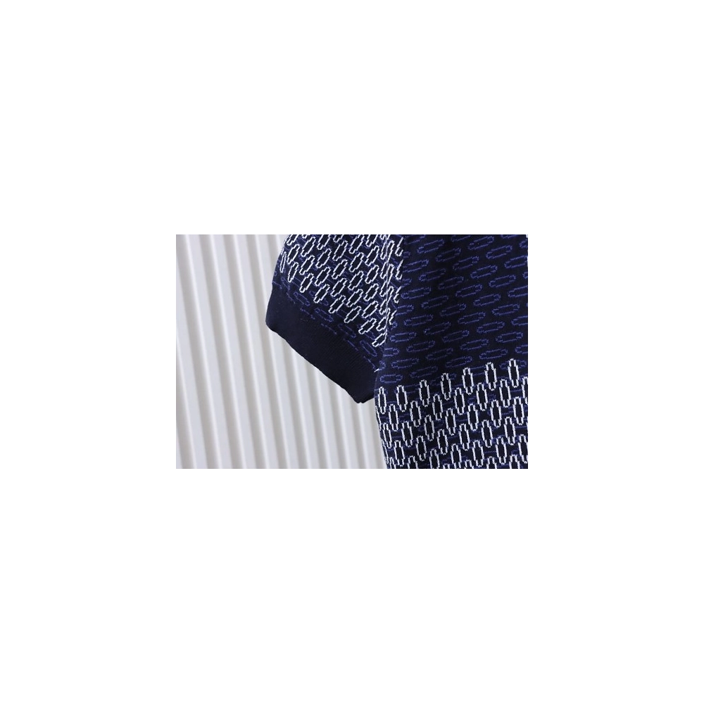 Louis Vuitton Short-Sleeve Jacquard Knit Cardigan (Checkerboard Pattern),Louis Vuitton T-Shirts,T-Shirts,CLOTHES