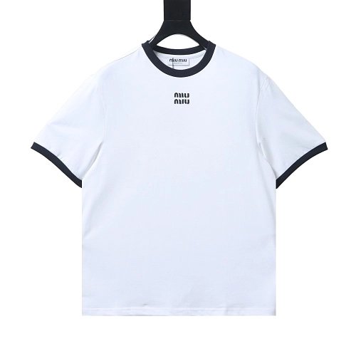 Miu Miu Black and White Color-Block T-shirt,Miu Miu T-shirts,T-Shirts,CLOTHES