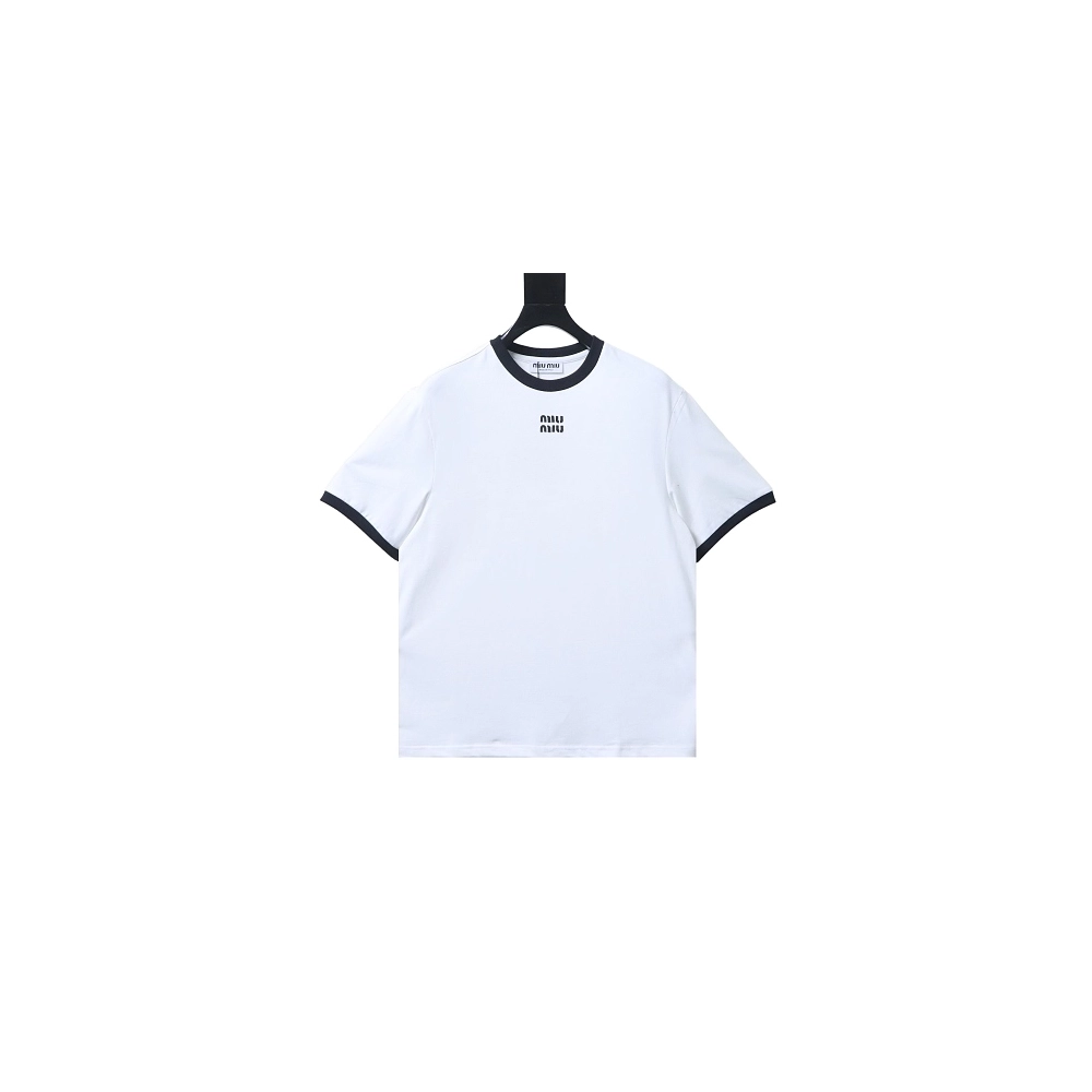 Miu Miu Black and White Color-Block T-shirt,Miu Miu T-shirts,T-Shirts,CLOTHES