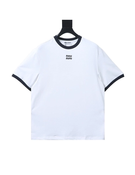 Miu Miu Black and White Color-Block T-shirt,Miu Miu T-shirts,T-Shirts,CLOTHES