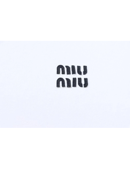 Miu Miu Black and White Color-Block T-shirt,Miu Miu T-shirts,T-Shirts,CLOTHES
