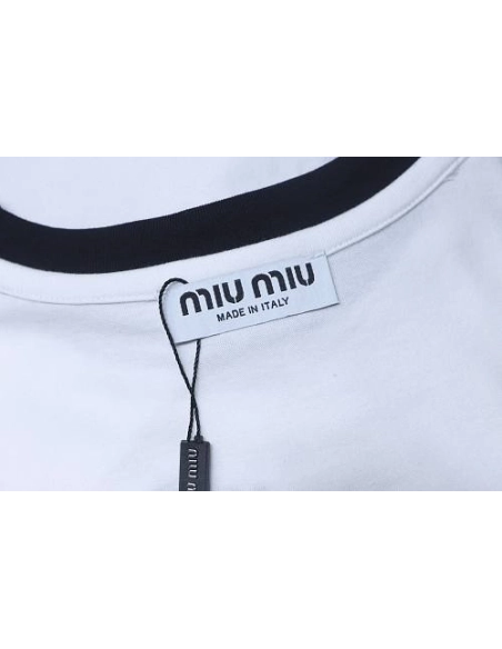 Miu Miu Black and White Color-Block T-shirt,Miu Miu T-shirts,T-Shirts,CLOTHES