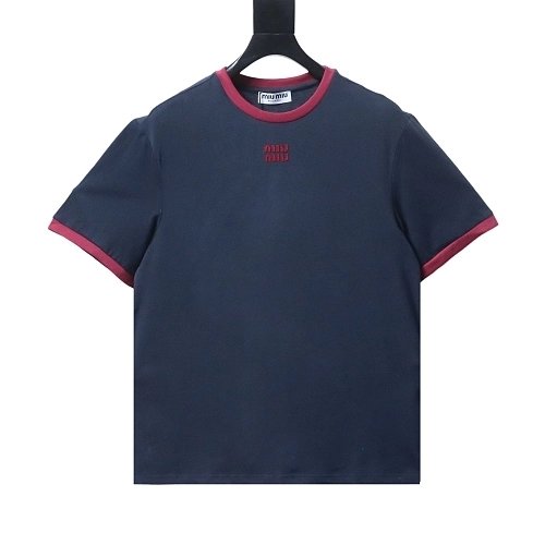 Miu Miu Blue and Red Color-Block T-Shirt,Miu Miu T-shirts,T-Shirts,CLOTHES