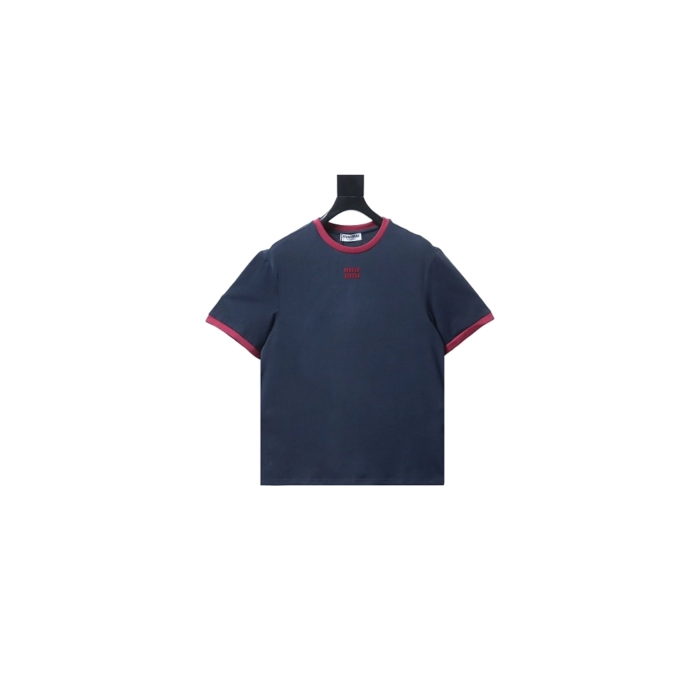 Miu Miu Blue and Red Color-Block T-Shirt,Miu Miu T-shirts,T-Shirts,CLOTHES
