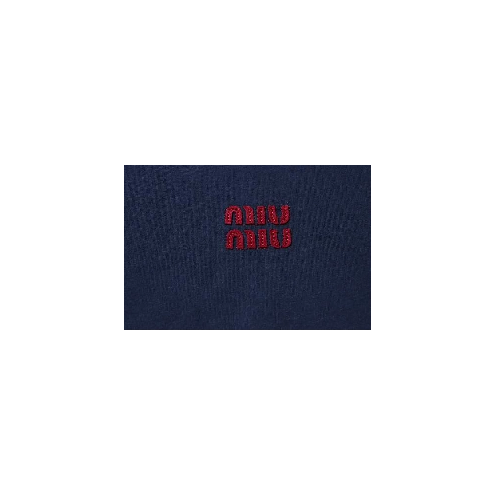 Miu Miu Blue and Red Color-Block T-Shirt,Miu Miu T-shirts,T-Shirts,CLOTHES