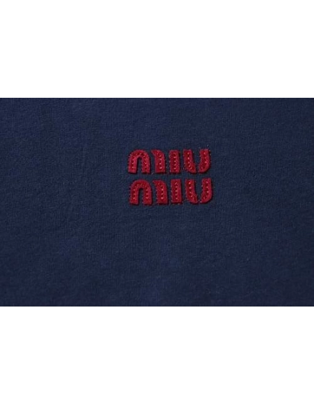 Miu Miu Blue and Red Color-Block T-Shirt,Miu Miu T-shirts,T-Shirts,CLOTHES