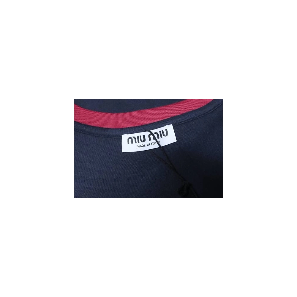 Miu Miu Blue and Red Color-Block T-Shirt,Miu Miu T-shirts,T-Shirts,CLOTHES