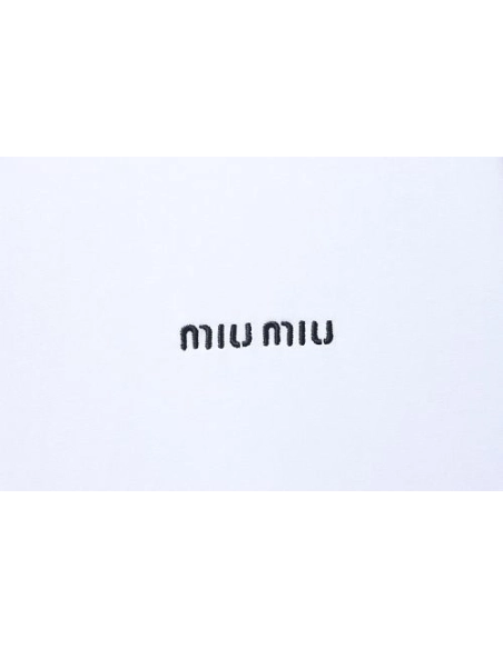 Miu Miu Embroidered Logo T-Shirt White,Miu Miu T-shirts,T-Shirts,CLOTHES
