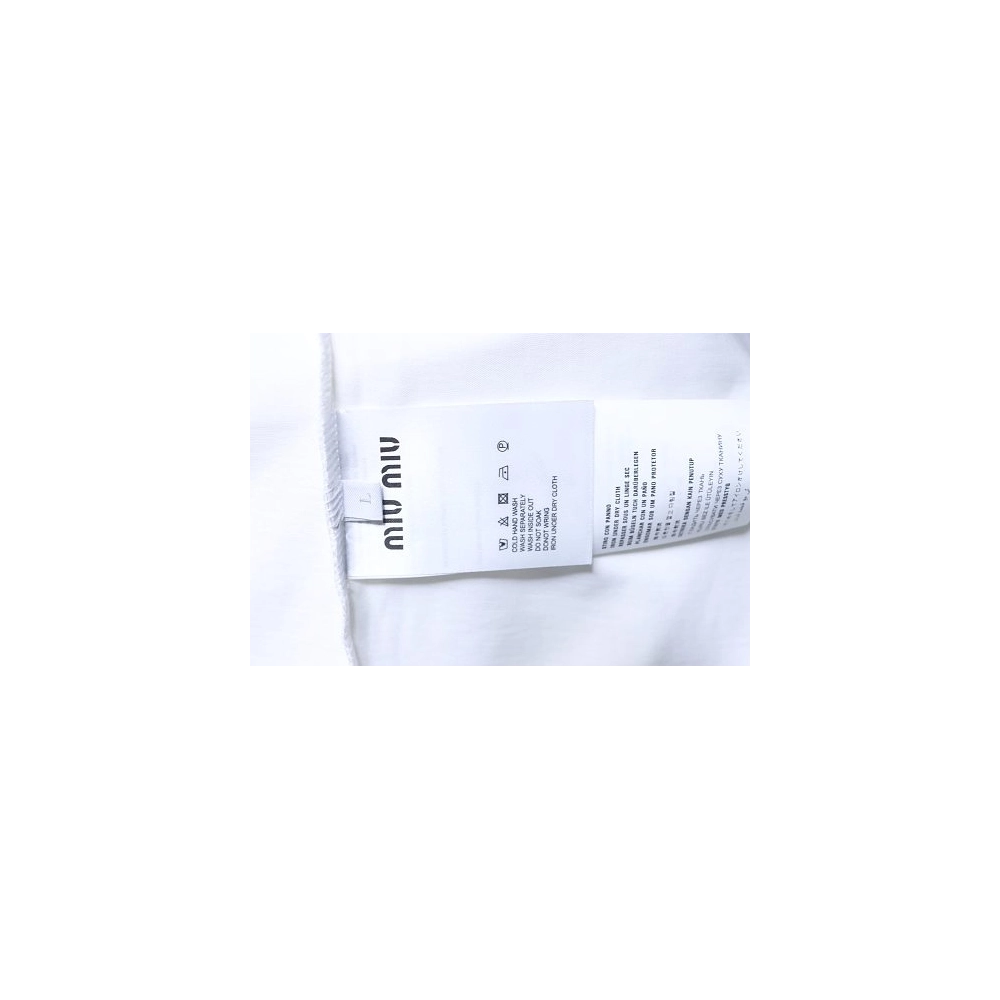 Miu Miu Embroidered Logo T-Shirt White,Miu Miu T-shirts,T-Shirts,CLOTHES