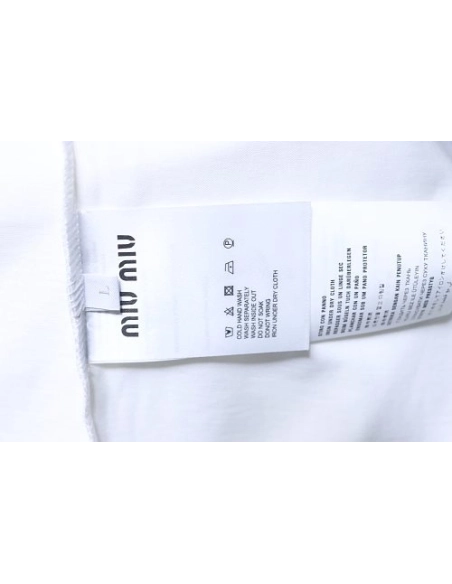 Miu Miu Embroidered Logo T-Shirt White,Miu Miu T-shirts,T-Shirts,CLOTHES