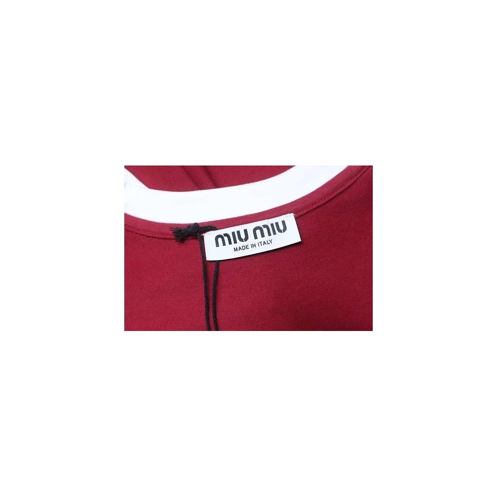 Miu Miu Red and White Color-Block T-shirt,Miu Miu T-shirts,T-Shirts,CLOTHES