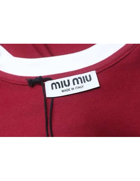 Miu Miu Red and White Color-Block T-shirt,Miu Miu T-shirts,T-Shirts,CLOTHES