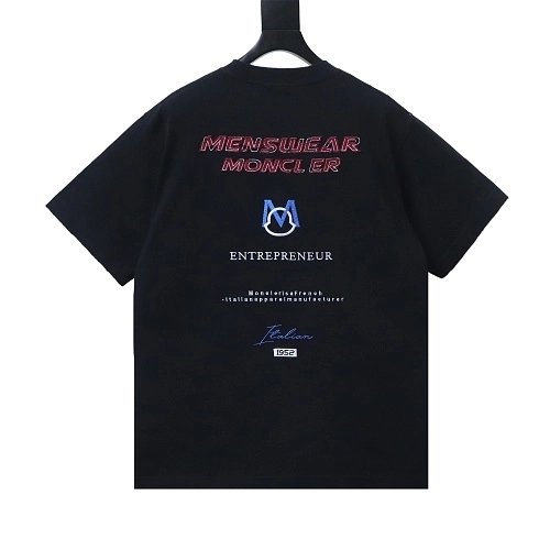 Moncler Applique and Embroidered T-shirt Black,Moncler T-Shirts,T-Shirts,CLOTHES