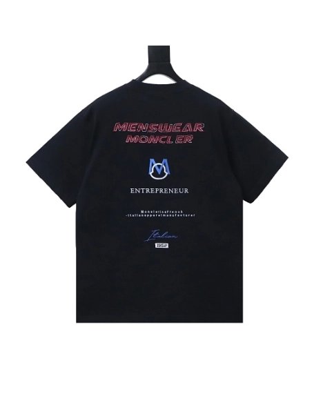 Moncler Applique and Embroidered T-shirt Black,Moncler T-Shirts,T-Shirts,CLOTHES