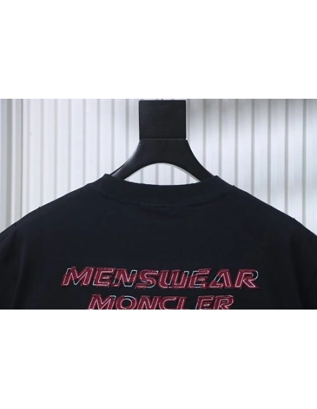 Moncler Applique and Embroidered T-shirt Black,Moncler T-Shirts,T-Shirts,CLOTHES