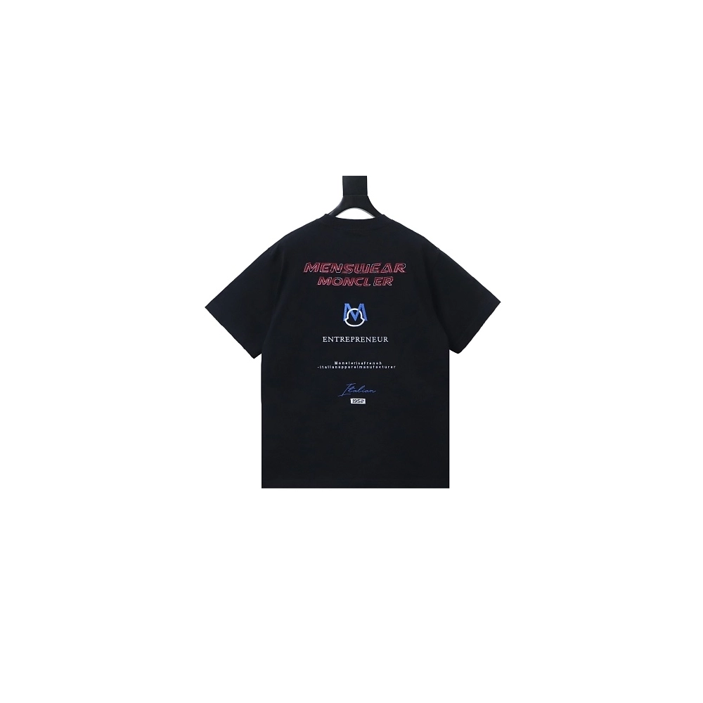 Moncler Applique and Embroidered T-shirt Black,Moncler T-Shirts,T-Shirts,CLOTHES