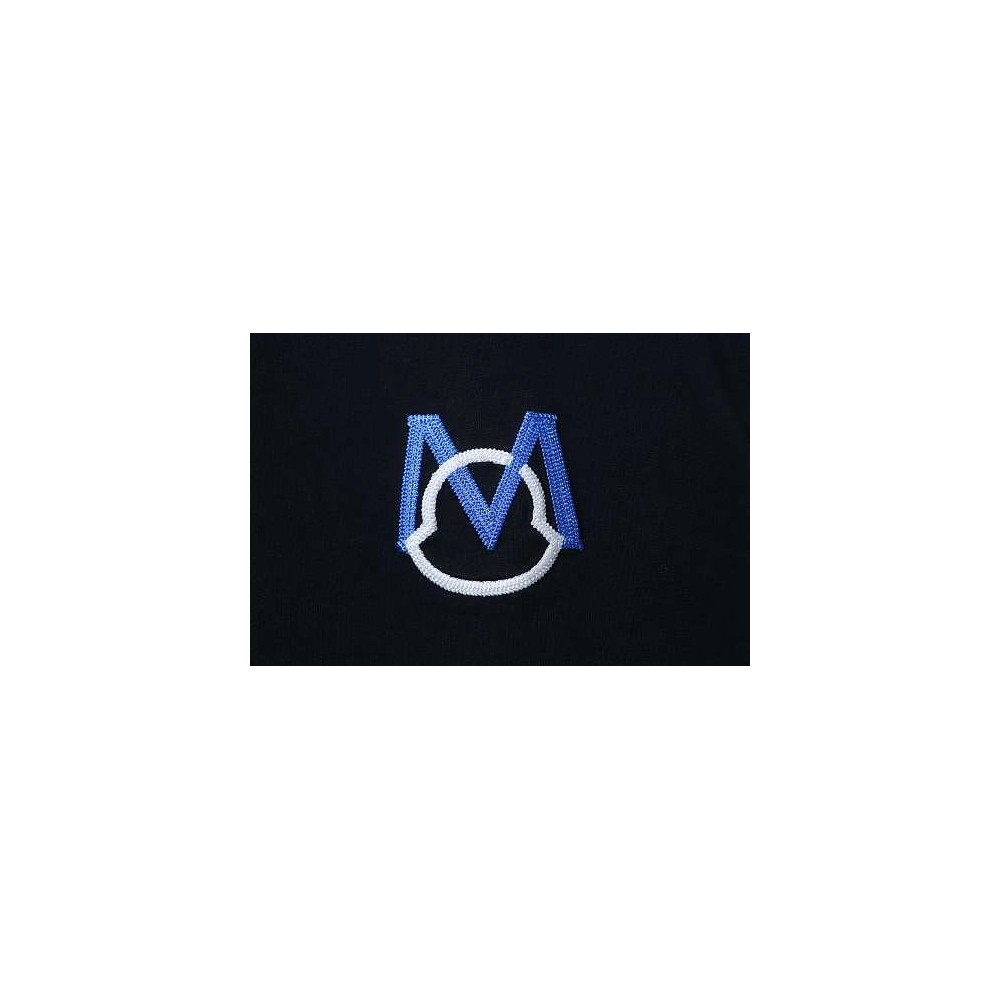 Moncler Applique and Embroidered T-shirt Black,Moncler T-Shirts,T-Shirts,CLOTHES