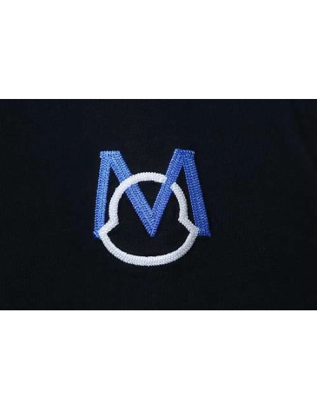 Moncler Applique and Embroidered T-shirt Black,Moncler T-Shirts,T-Shirts,CLOTHES