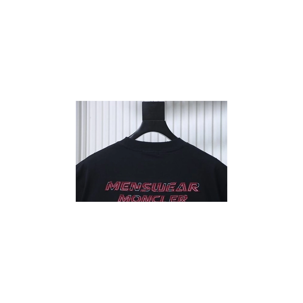 Moncler Applique and Embroidered T-shirt Black,Moncler T-Shirts,T-Shirts,CLOTHES