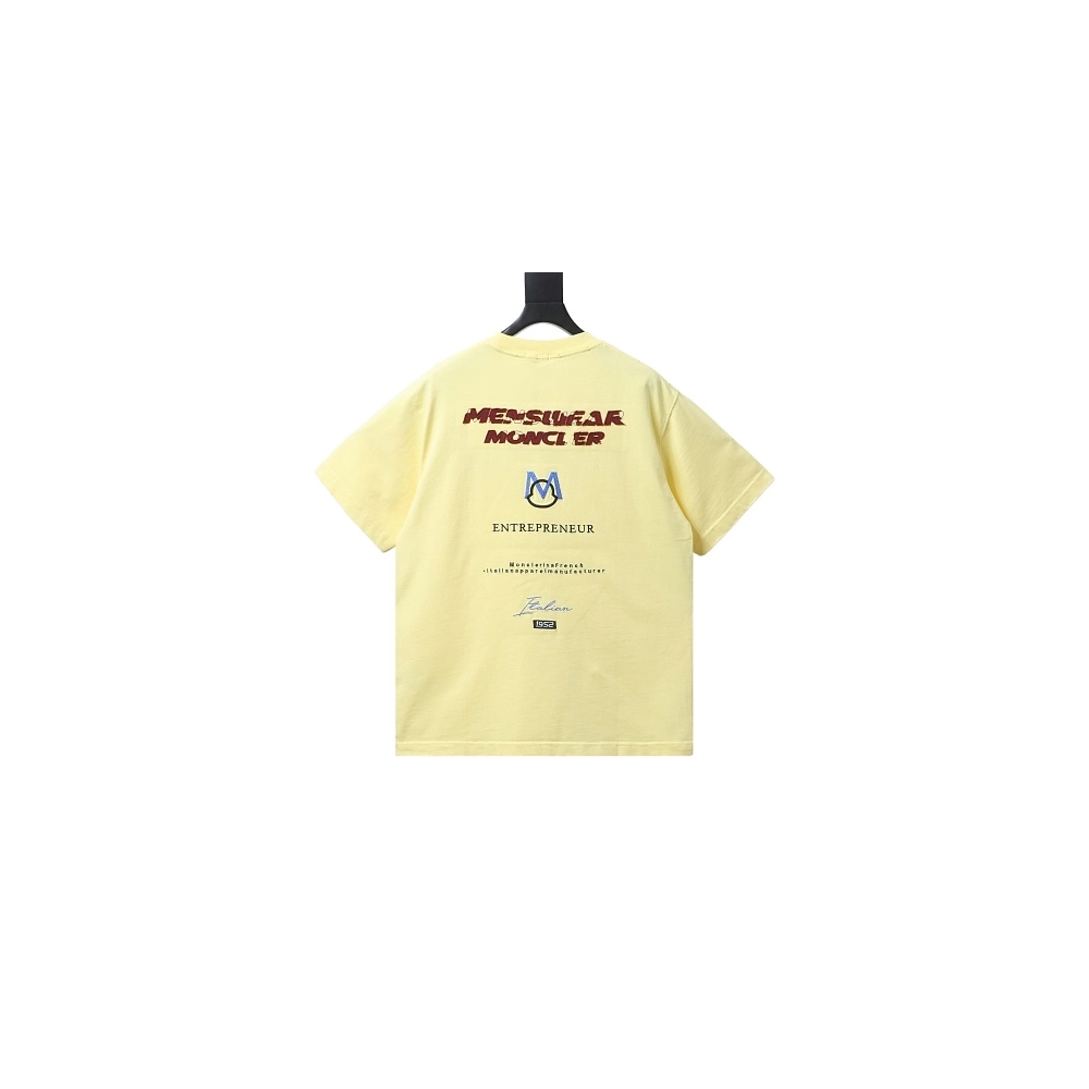 Moncler Applique and Embroidered T-shirt Yellow,Moncler T-Shirts,T-Shirts,CLOTHES