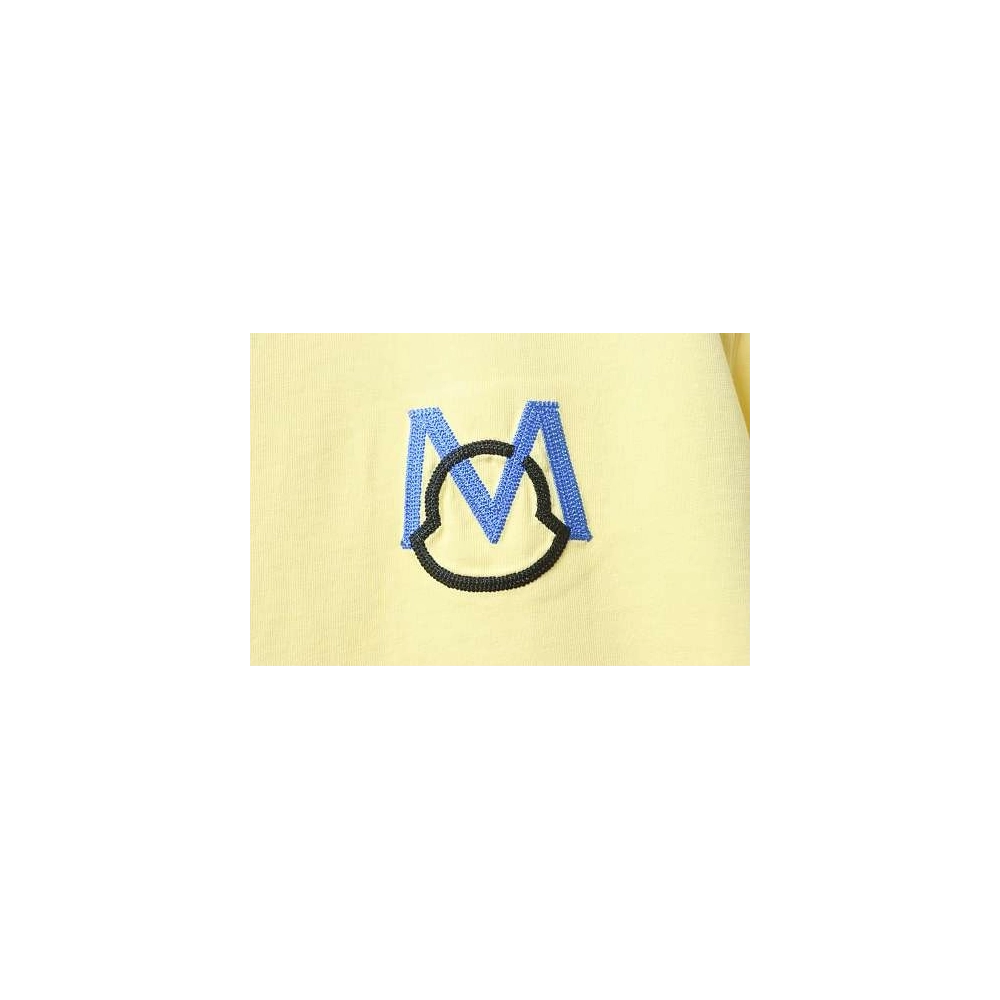 Moncler Applique and Embroidered T-shirt Yellow,Moncler T-Shirts,T-Shirts,CLOTHES