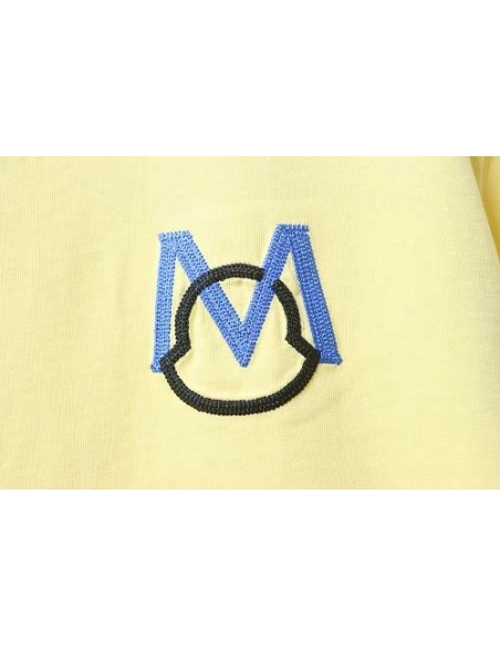 Moncler Applique and Embroidered T-shirt Yellow,Moncler T-Shirts,T-Shirts,CLOTHES