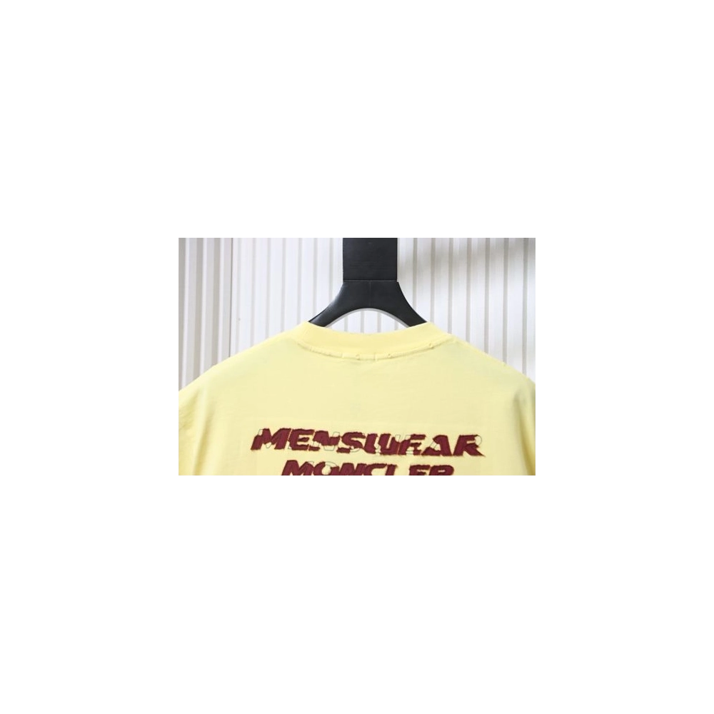 Moncler Applique and Embroidered T-shirt Yellow,Moncler T-Shirts,T-Shirts,CLOTHES