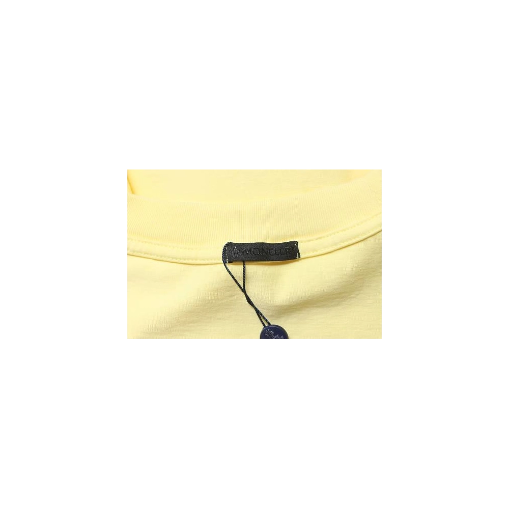 Moncler Applique and Embroidered T-shirt Yellow,Moncler T-Shirts,T-Shirts,CLOTHES