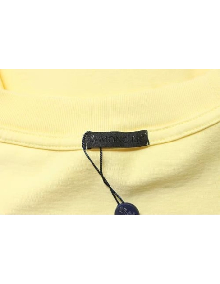 Moncler Applique and Embroidered T-shirt Yellow,Moncler T-Shirts,T-Shirts,CLOTHES