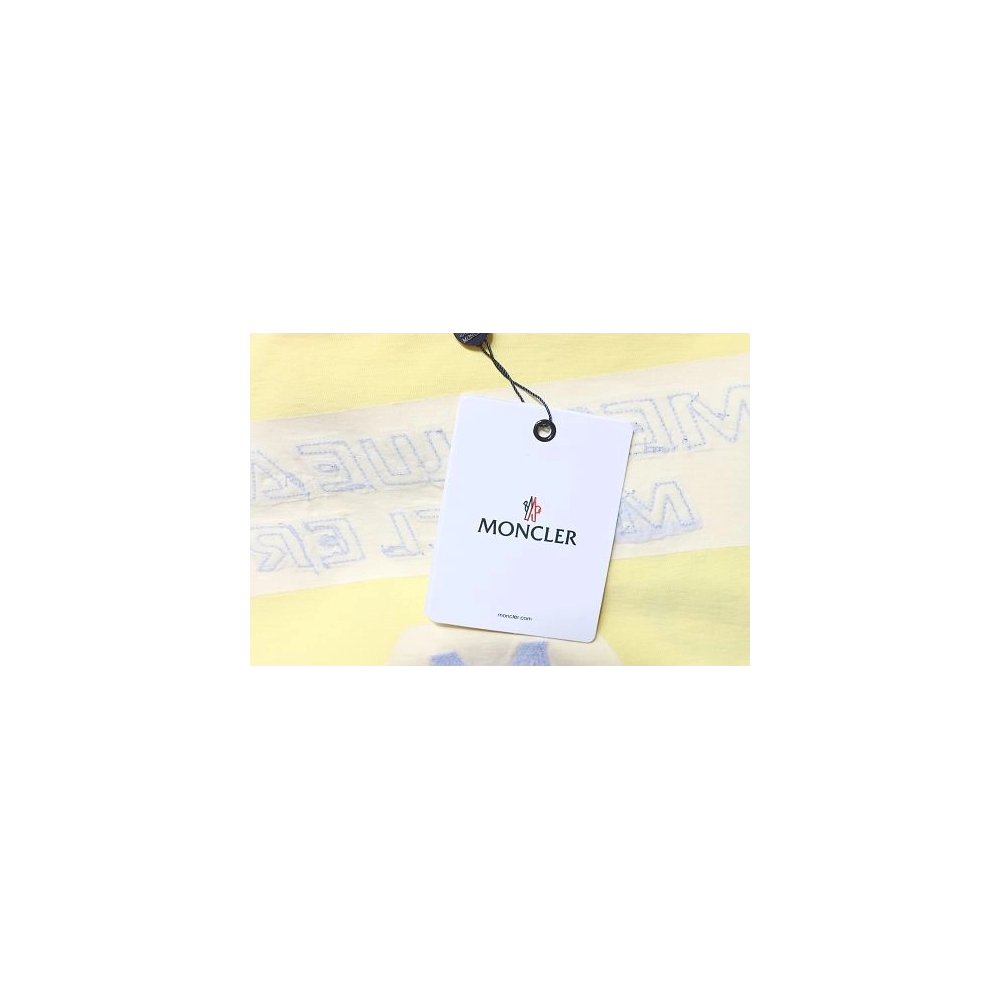 Moncler Applique and Embroidered T-shirt Yellow,Moncler T-Shirts,T-Shirts,CLOTHES