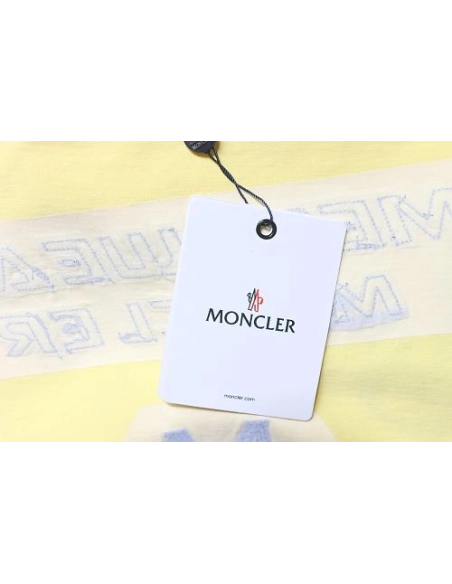 Moncler Applique and Embroidered T-shirt Yellow,Moncler T-Shirts,T-Shirts,CLOTHES