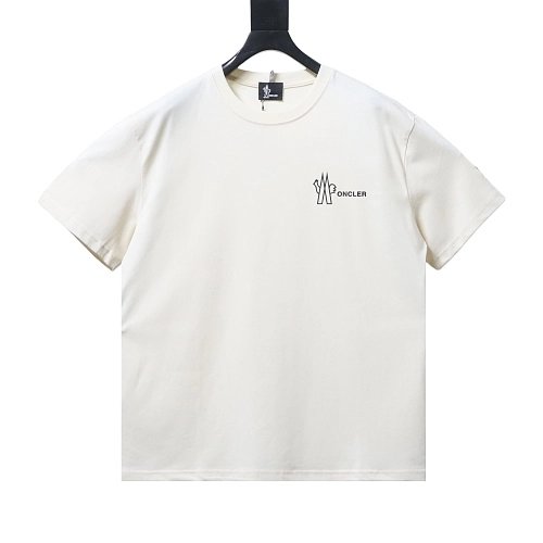 Moncler Front Letter Graphic T-shirt Apricot,Moncler T-Shirts,T-Shirts,CLOTHES