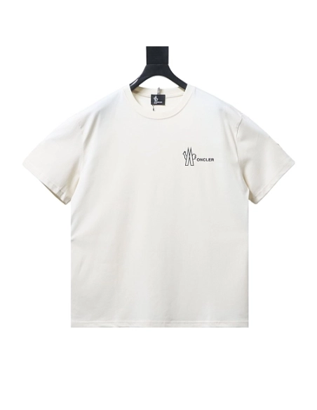 Moncler Front Letter Graphic T-shirt Apricot,Moncler T-Shirts,T-Shirts,CLOTHES