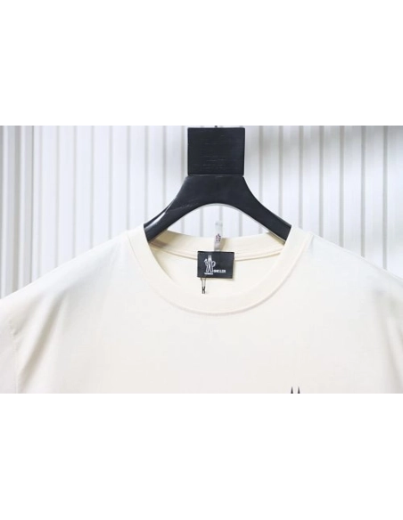 Moncler Front Letter Graphic T-shirt Apricot,Moncler T-Shirts,T-Shirts,CLOTHES
