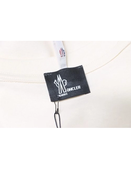 Moncler Front Letter Graphic T-shirt Apricot,Moncler T-Shirts,T-Shirts,CLOTHES