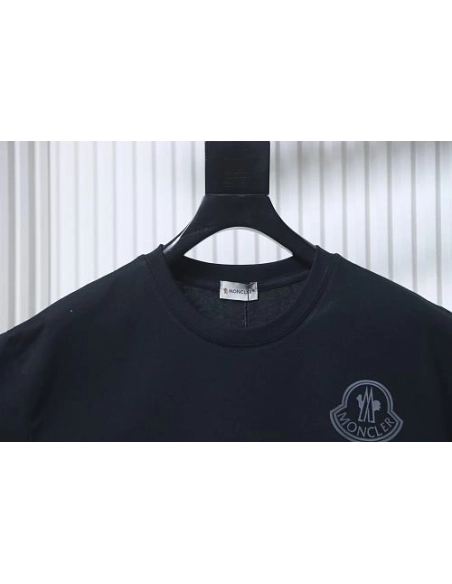 Moncler Gray Logo T-Shirt Black,Moncler T-Shirts,T-Shirts,CLOTHES