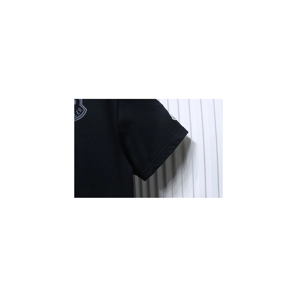 Moncler Gray Logo T-Shirt Black,Moncler T-Shirts,T-Shirts,CLOTHES