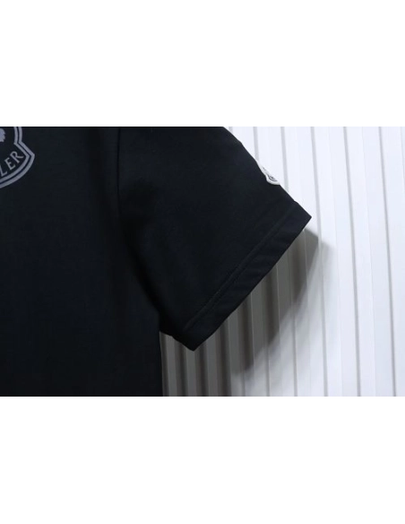 Moncler Gray Logo T-Shirt Black,Moncler T-Shirts,T-Shirts,CLOTHES