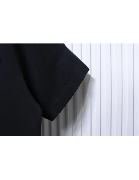 Moncler M-Embroidered Letter T-Shirt Black,Moncler T-Shirts,T-Shirts,CLOTHES