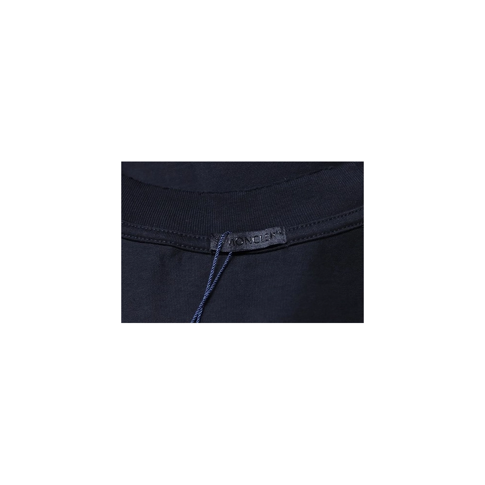 Moncler M-Embroidered Letter T-Shirt Black,Moncler T-Shirts,T-Shirts,CLOTHES