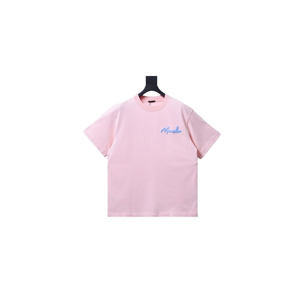 Moncler M-Embroidered Letter T-Shirt Pink,Moncler T-Shirts,T-Shirts,CLOTHES