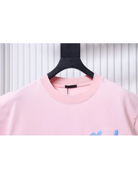 Moncler M-Embroidered Letter T-Shirt Pink,Moncler T-Shirts,T-Shirts,CLOTHES