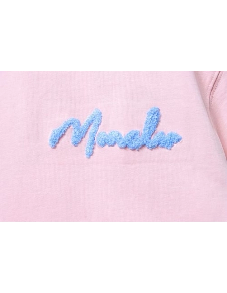 Moncler M-Embroidered Letter T-Shirt Pink,Moncler T-Shirts,T-Shirts,CLOTHES