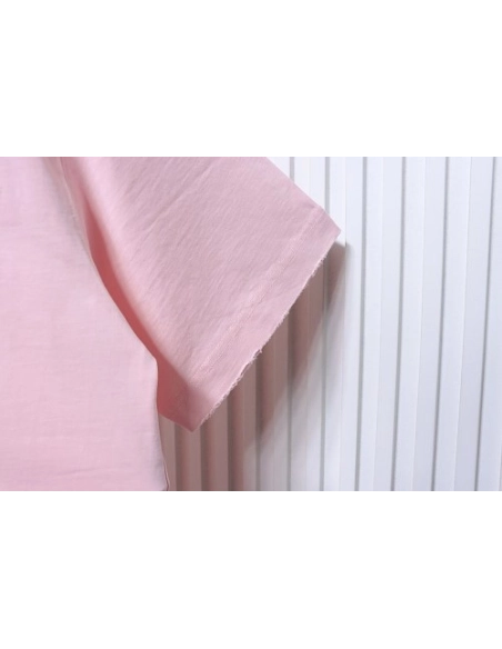 Moncler M-Embroidered Letter T-Shirt Pink,Moncler T-Shirts,T-Shirts,CLOTHES
