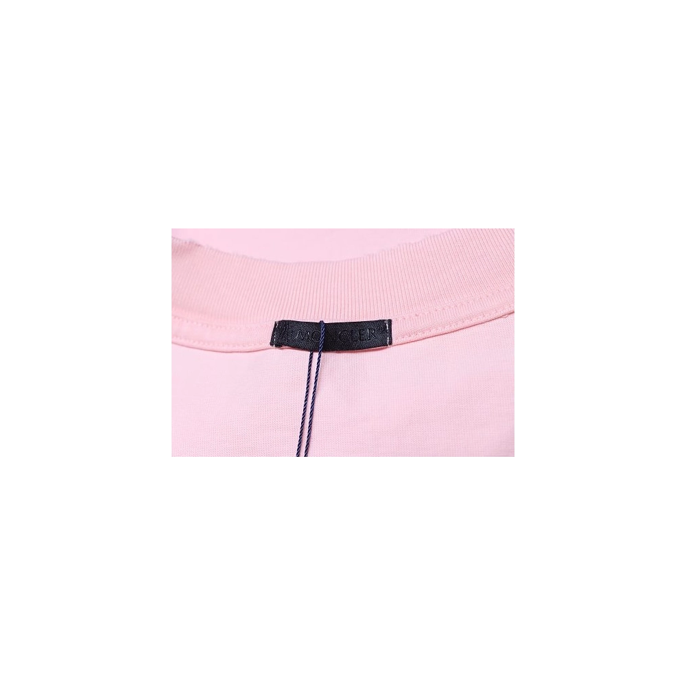 Moncler M-Embroidered Letter T-Shirt Pink,Moncler T-Shirts,T-Shirts,CLOTHES