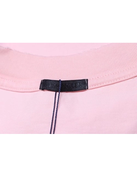 Moncler M-Embroidered Letter T-Shirt Pink,Moncler T-Shirts,T-Shirts,CLOTHES