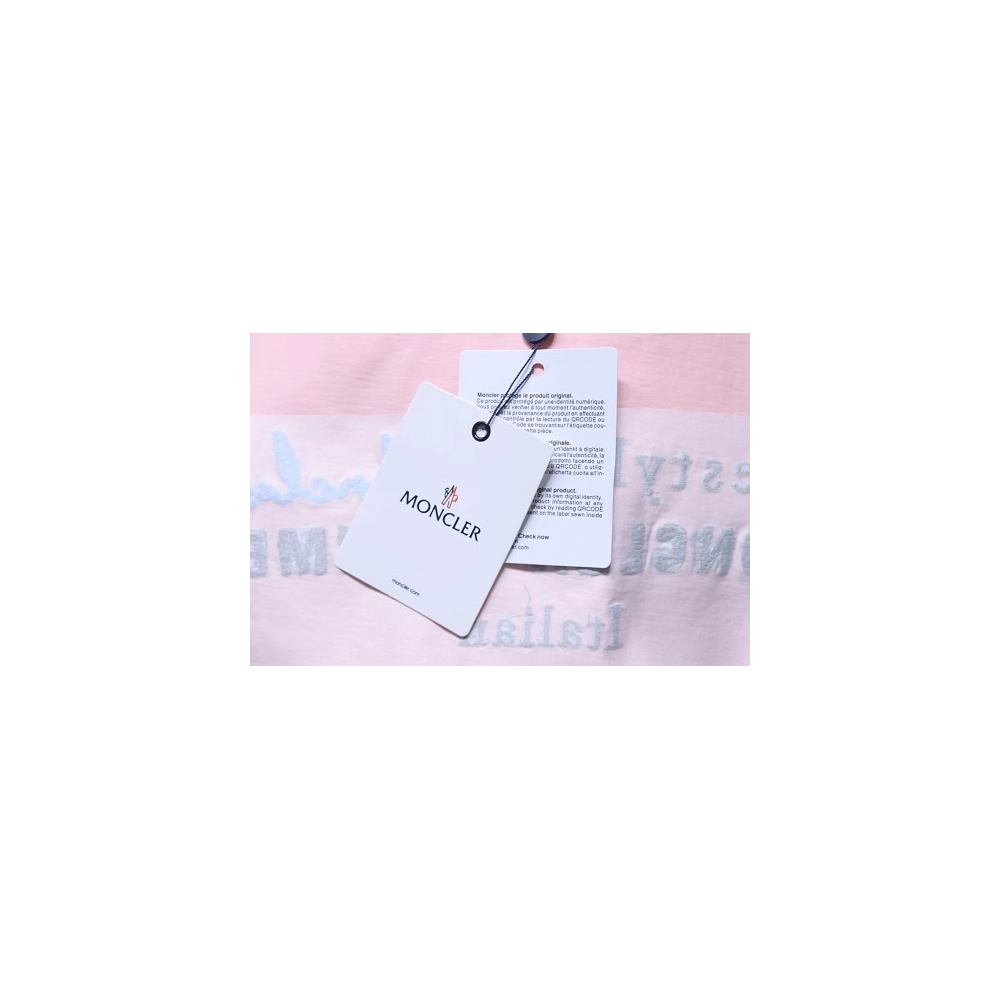 Moncler M-Embroidered Letter T-Shirt Pink,Moncler T-Shirts,T-Shirts,CLOTHES